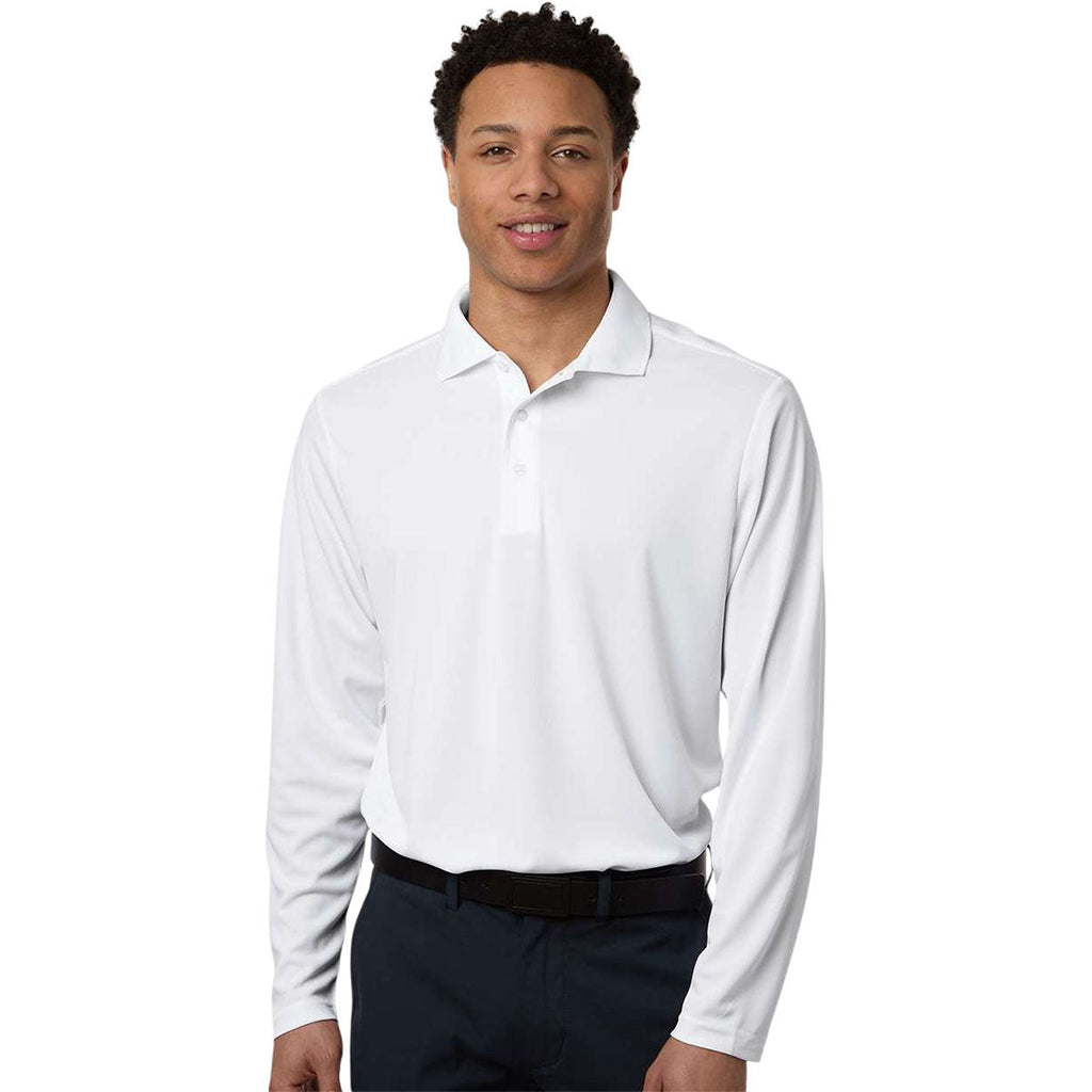 Core 365 Men's White Nova Performance Long Sleeve Pique Polo
