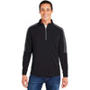 Core 365 Men's Black/Carbon Market Snag Protect Mesh Colorblock Quarter-Zip Pullover