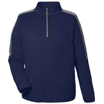 Core 365 Men's Classic Navy Heather/Carbon Market Snag Protect Mesh Colorblock Quarter-Zip Pullover