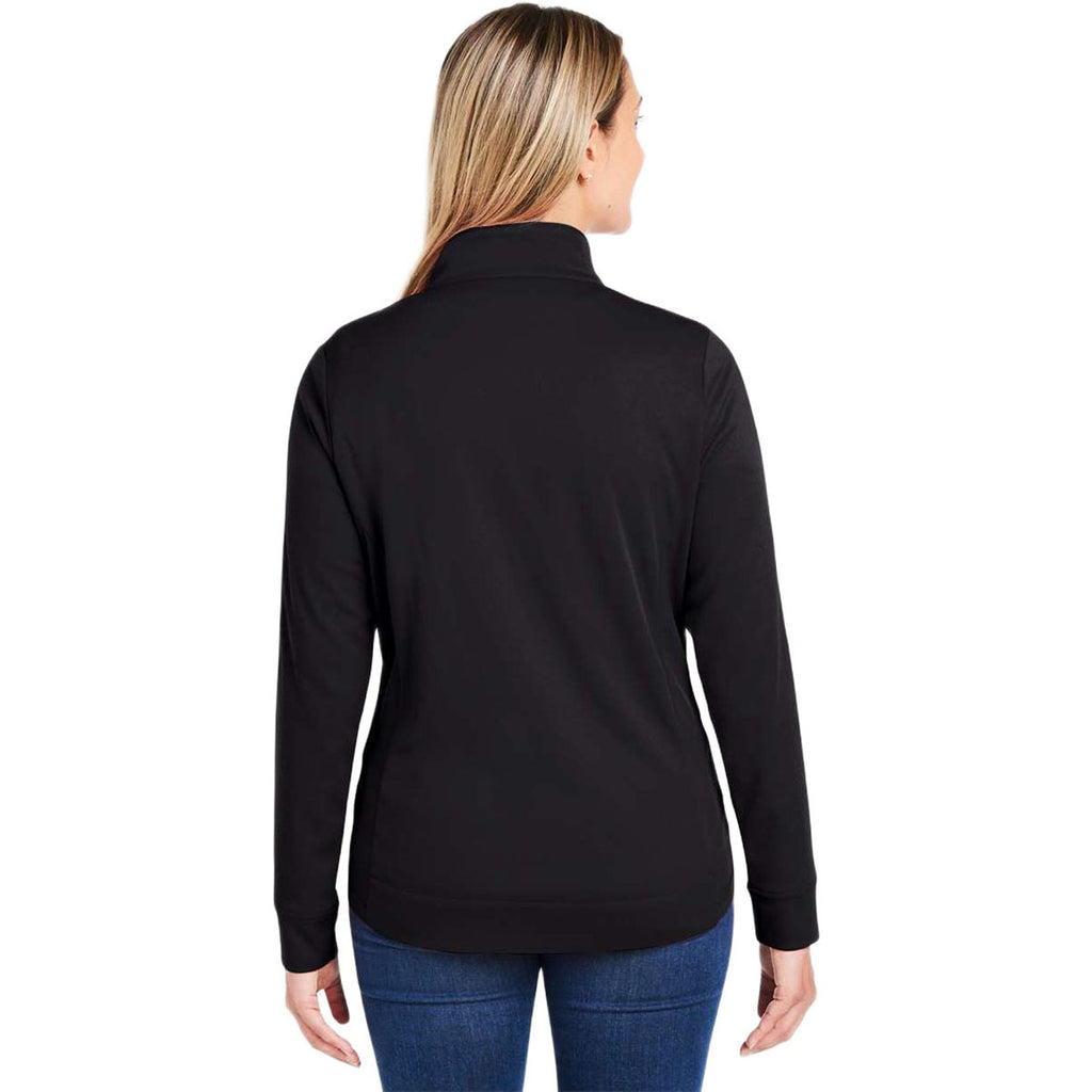 Core 365 Women's Black/Carbon Market Snag Protect Mesh Colorblock Quarter-Zip Pullover