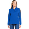 Core 365 Women's True Royal/Carbon Market Snag Protect Mesh Colorblock Quarter-Zip Pullover