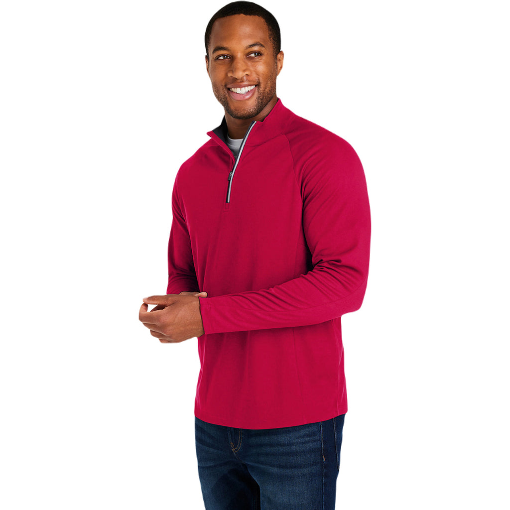 Core 365 Men's Classic Red/Carbon Origin Performance Pique Quarter Zip