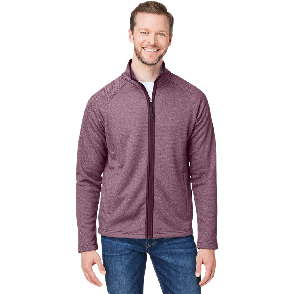 Core 365 Men's Burgundy/White Venture Heathered Stripe Full-Zip