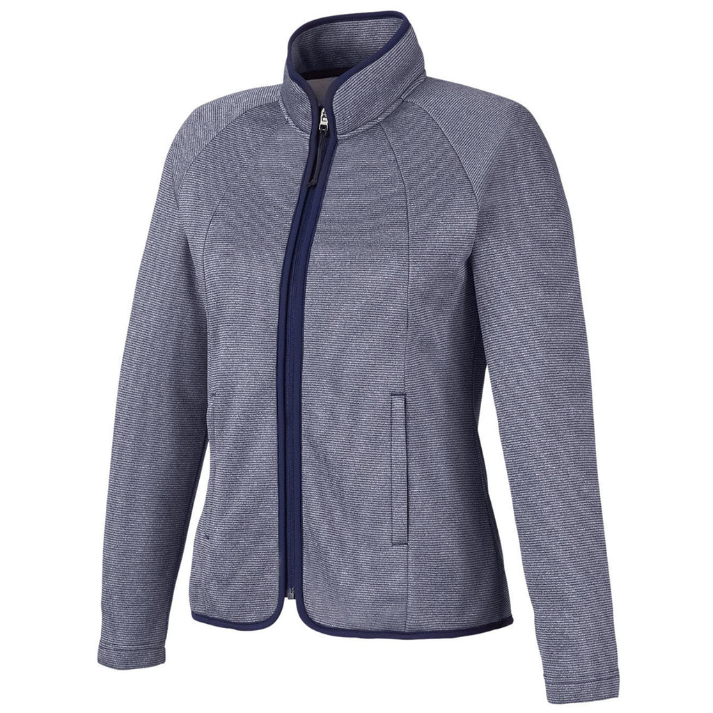 Core 365 Women's Classic Navy/White Venture Heathered Stripe Full-Zip