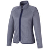 Core 365 Women's Classic Navy/White Venture Heathered Stripe Full-Zip