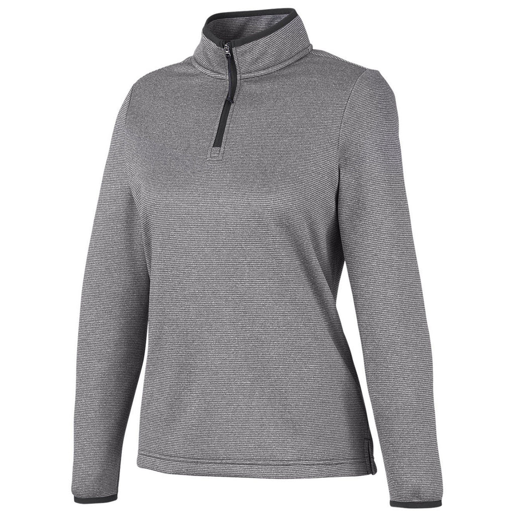 Core 365 Women's Black/White Venture Heathered Stripe Quarter-Zip