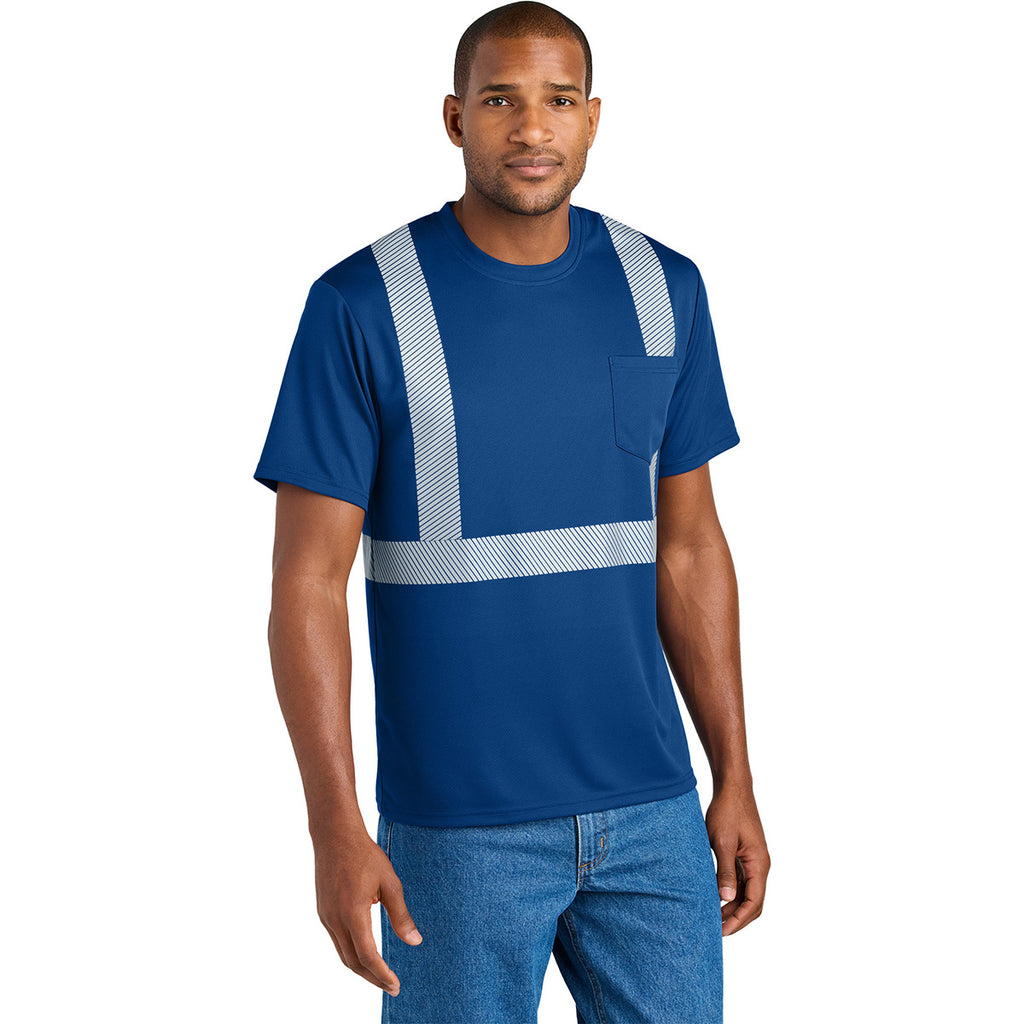 CornerStone Unisex Royal Enhanced Visibility Segmented Tape Tee