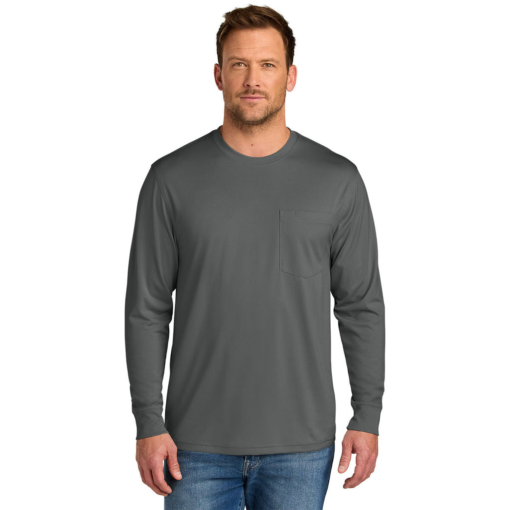 CornerStone Men's Metal Grey Workwear Pro Long Sleeve Pocket Tee