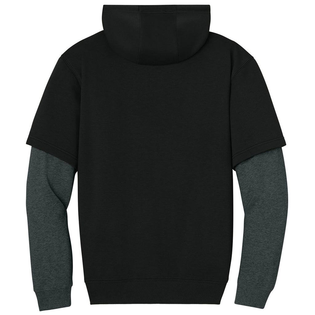 CornerStone Men's Black/Charcoal Heather Touch Fleece Layered Hoodie