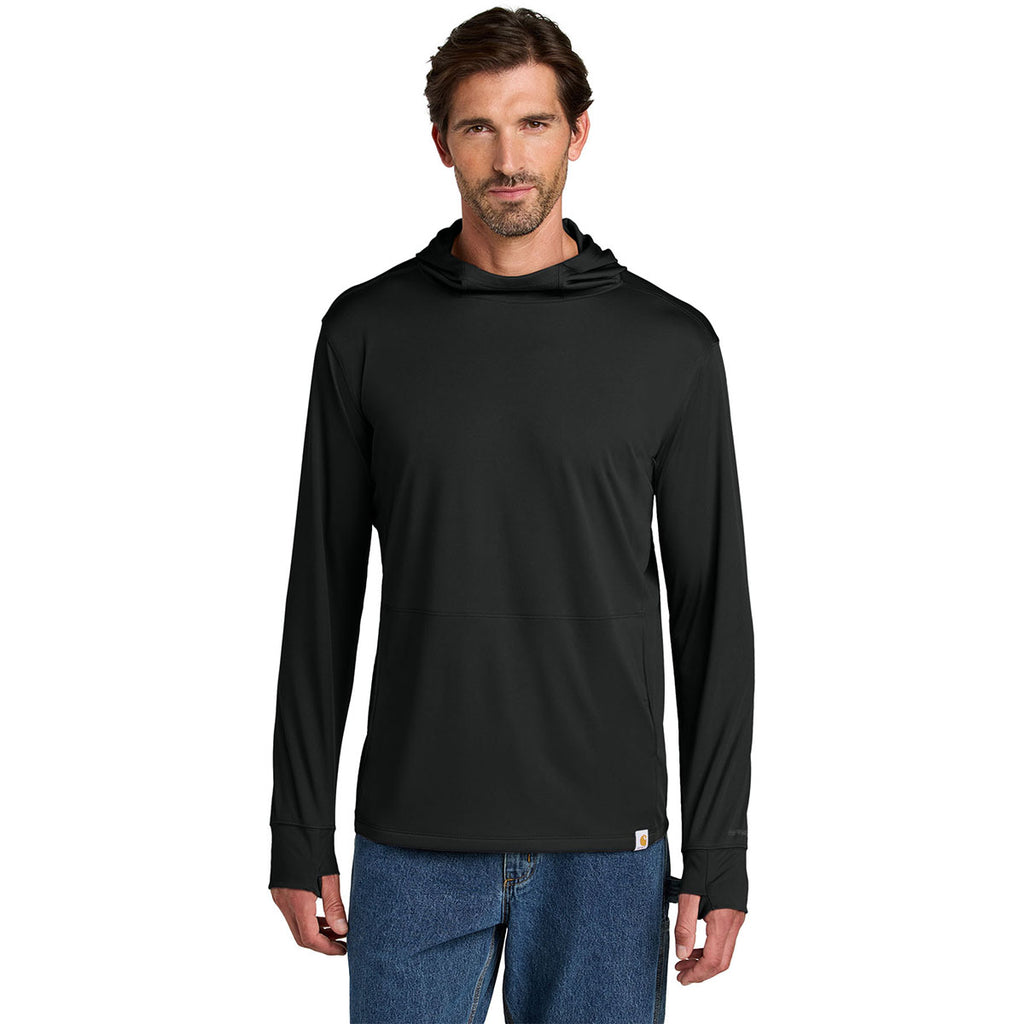 Carhartt Men's Black Force Sun Defender Long Sleeve Hooded T-Shirt