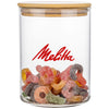 St. Regis Group Clear 32 oz Aniston Jar with Bamboo Lid - Imprinted