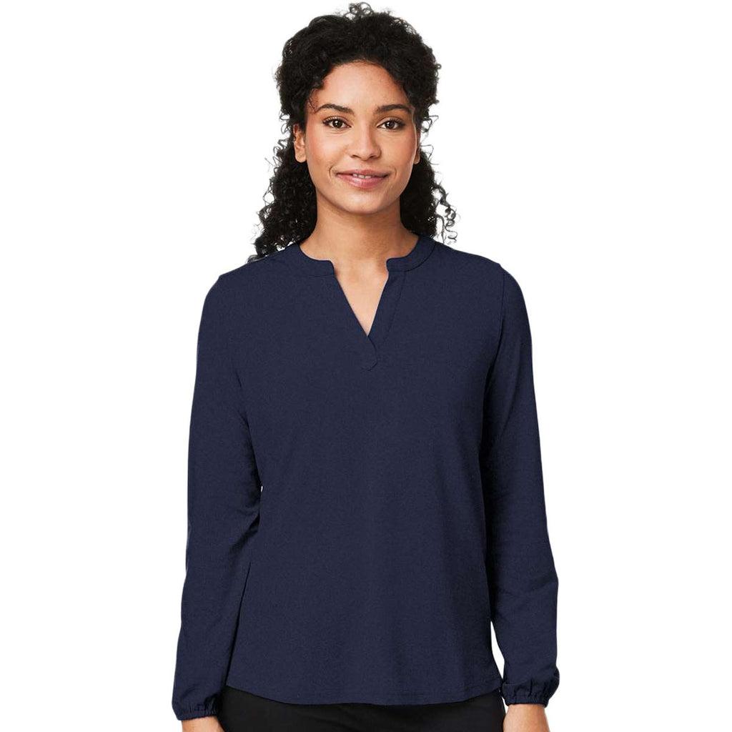 Devon & Jones Women's Navy Raleigh Half-Placket Knit Top