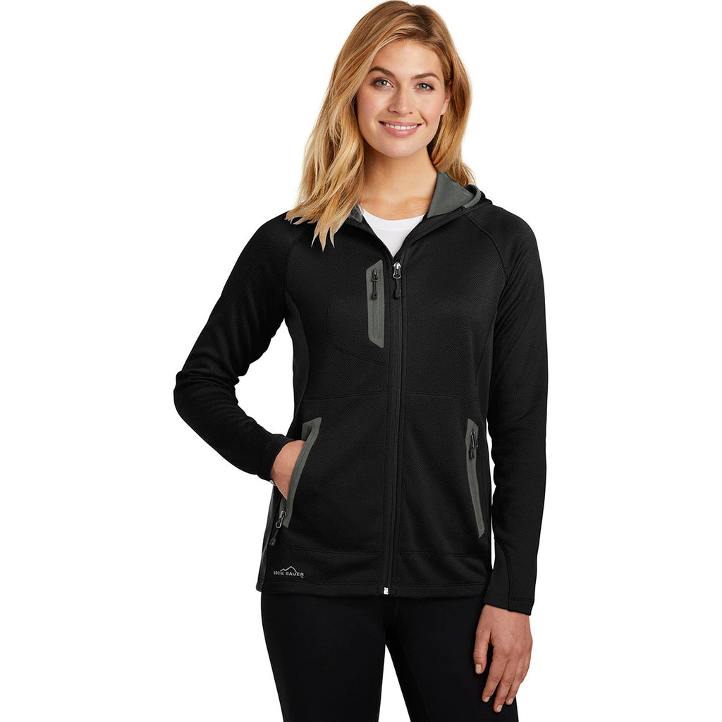 Eddie Bauer Women's Black Sport Hooded Full-Zip Fleece Jacket