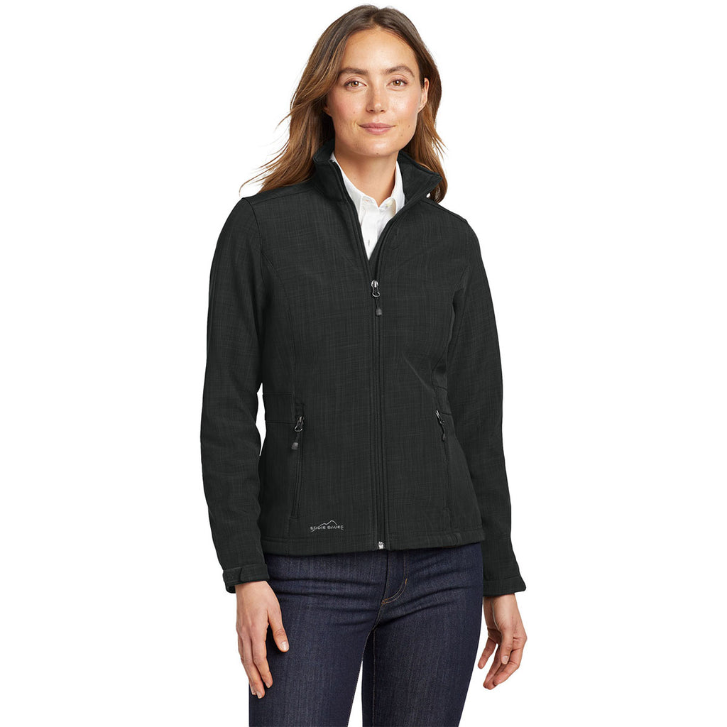 Eddie Bauer Women's Black Shaded Crosshatch Softshell Jacket