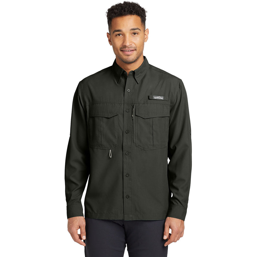 Eddie Bauer Men's Boulder Grey L/S Performance Fishing Shirt