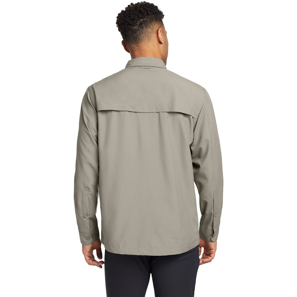 Eddie Bauer Men's Driftwood Beige L/S Performance Fishing Shirt