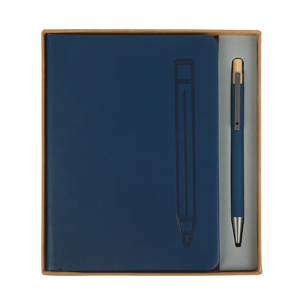 Logomark Navy Manhattan II Gift Set w/Magnetic Journal & Recycled Pen