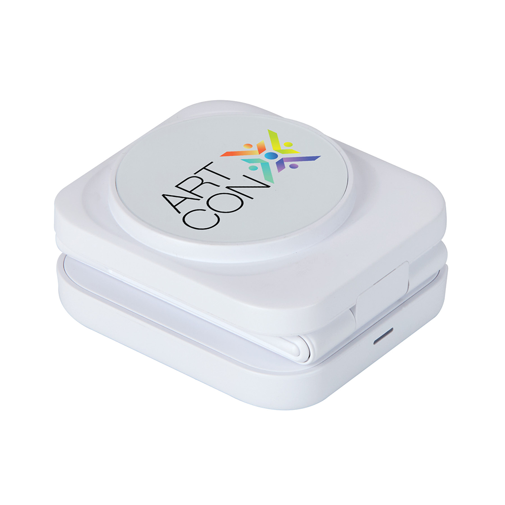 Logomark White Seth 3-in-1 5W Wireless Charging Station