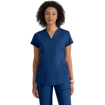 Grey's Anatomy Women's Indigo (Navy) Two Pocket V-Neck Define Top