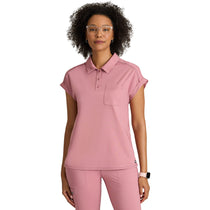 Grey's Anatomy Women's Canyon Pink One Pocket Polo Neck Renew Top