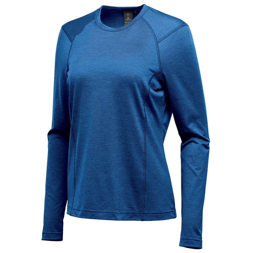 Stormtech Women's Classic Blue Heather Milano Crew Neck Long Sleeve