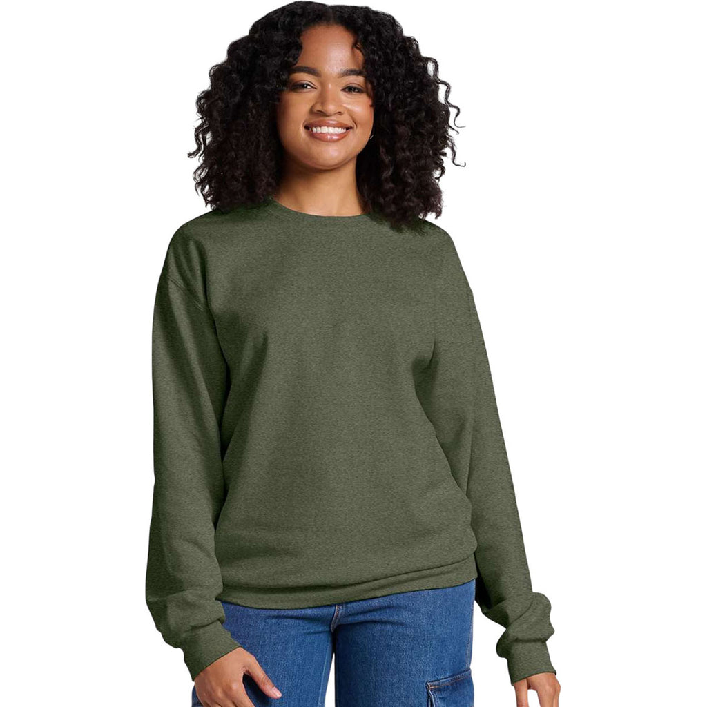 Jerzees Unisex Military Green Heather Ultimate CVC Crewneck Sweatshirt