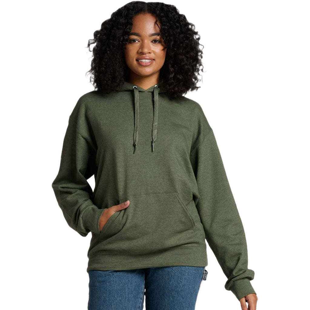 Jerzees Unisex Military Green Heather Ultimate CVC Hooded Sweatshirt