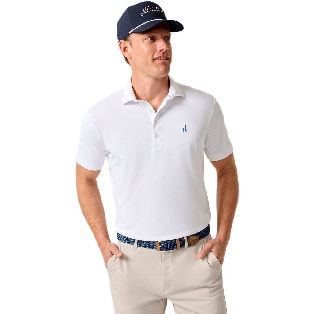 Johnnie-O Men's White Stevie Performance Mesh Polo