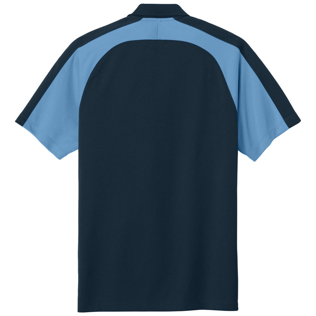 Port Authority Men's River Blue Navy/Carolina Blue Wearever Performance Pique Colorblock Polo