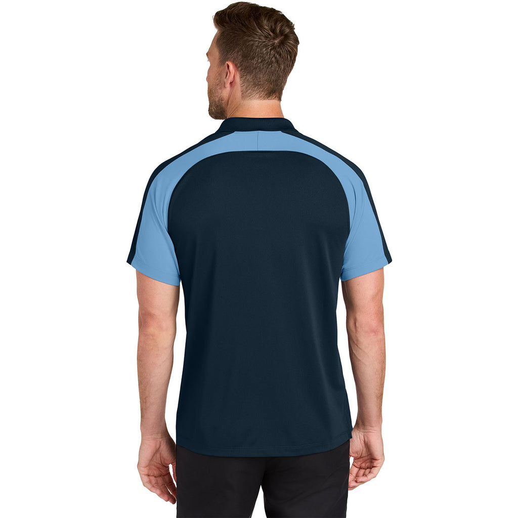Port Authority Men's River Blue Navy/Carolina Blue Wearever Performance Pique Colorblock Polo