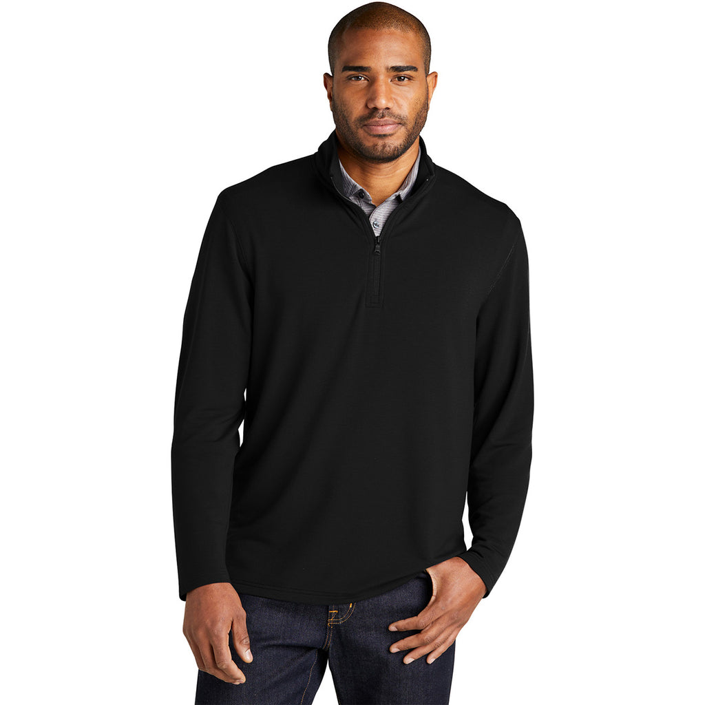 Port Authority Men's Deep Black Microterry 1/4-Zip Pullover