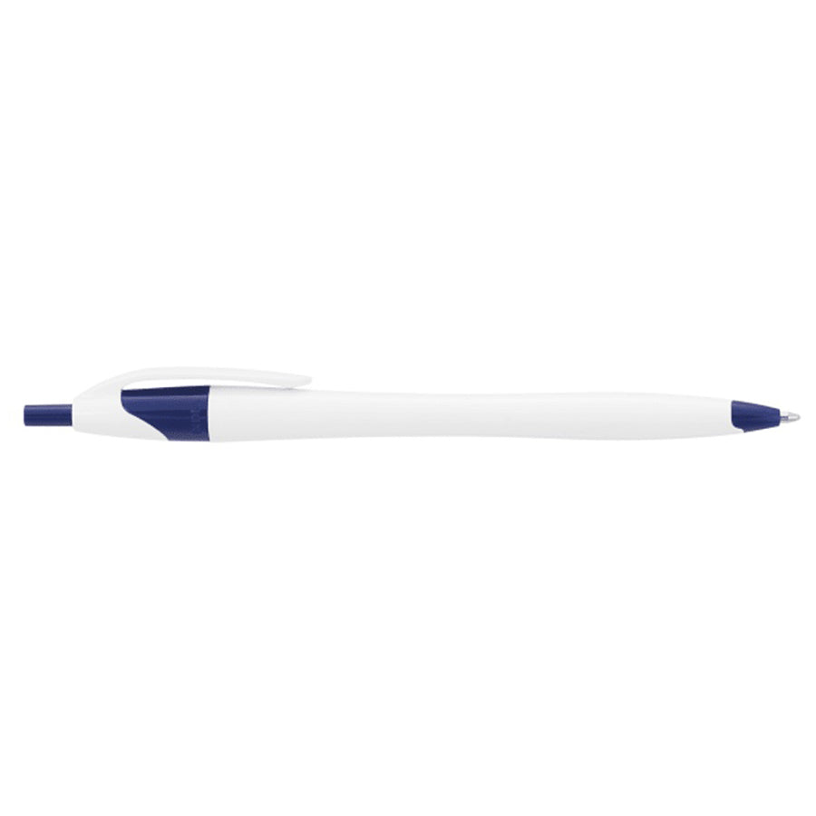 Bullet White w/Blue Trim Cougar Retractable Ballpoint Pen