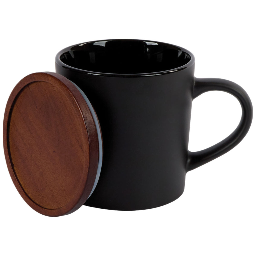 Logomark Black Copenhagen 16 oz. Ceramic Mug with Wood Lid