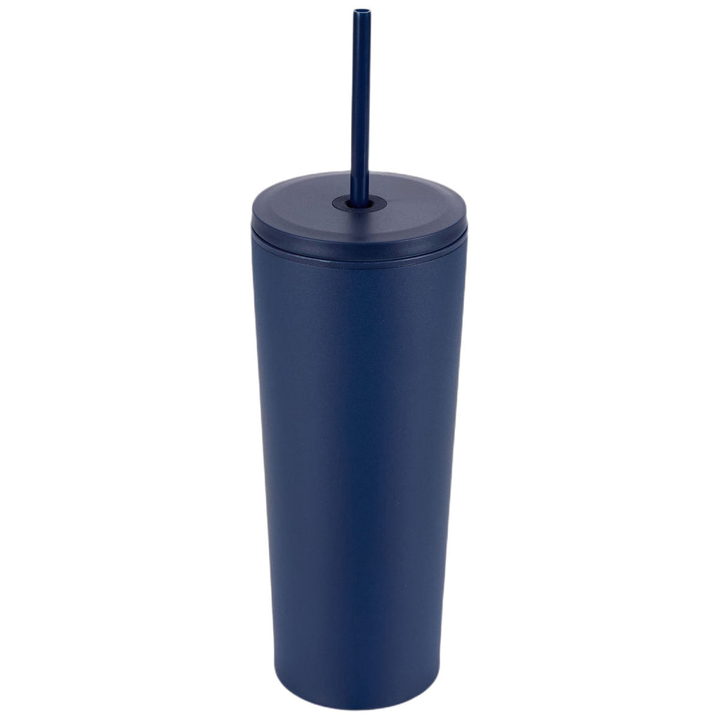 Logomark Navy Bayard 24 oz. Double Wall Steel/PP Liner Straw Tumbler