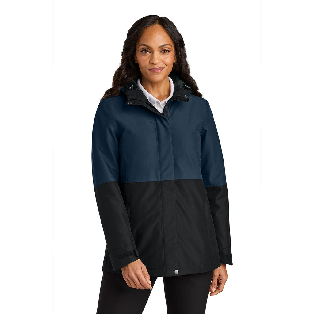 Port Authority Women's Dress Blue Navy/Deep Black Insulated Heavy Ripstop Jacket