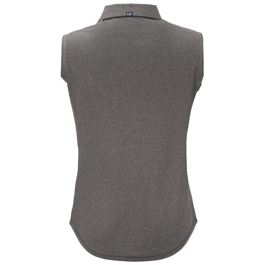 Cutter & Buck Women's Dark Black Heather Forge Eco Stretch Recycled Sleeveless Polo