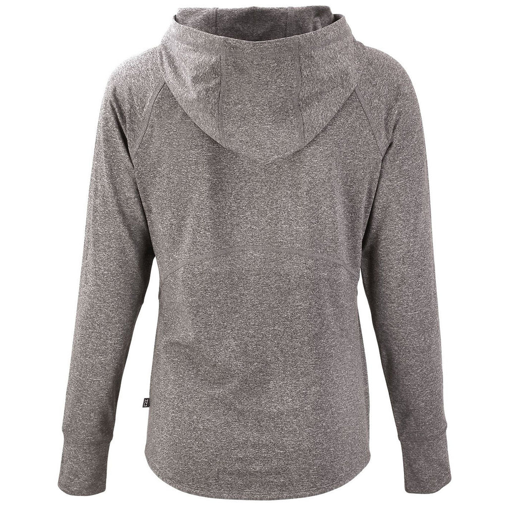 Cutter & Buck Women's Black Heather Adapt Knit Recycled Heathered Hooded Pullover