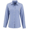 Cutter & Buck Women's Tour Blue/White Skyline Epic Confidence Recycled Gingham Long Sleeve Dress Shirt