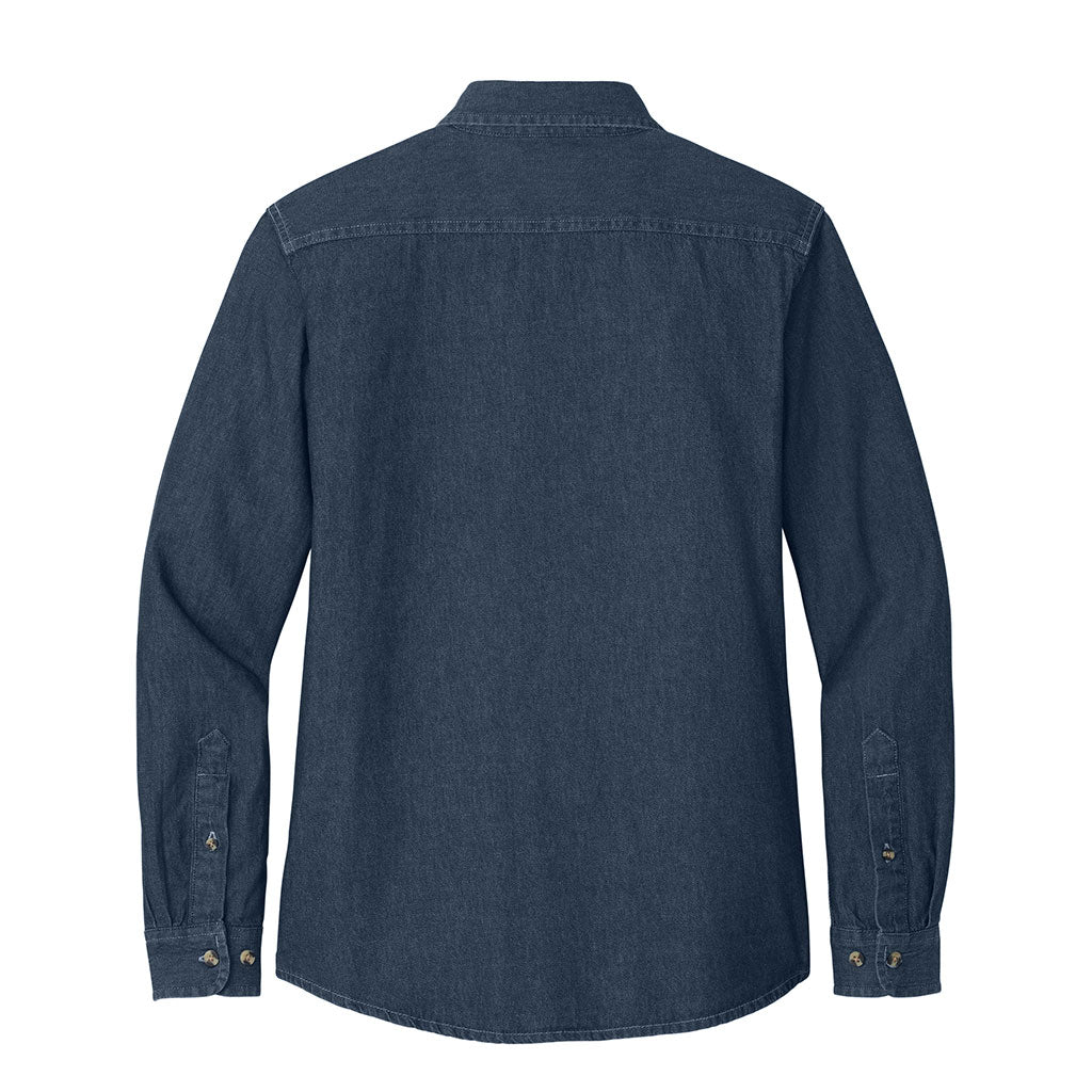 Port & Company Women's Ink Blue Long Sleeve Value Denim Shirt