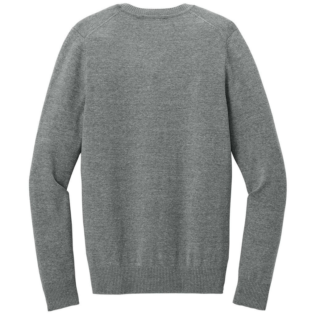 Port Authority Women's Medium Heather Grey Easy Care V-Neck Sweater