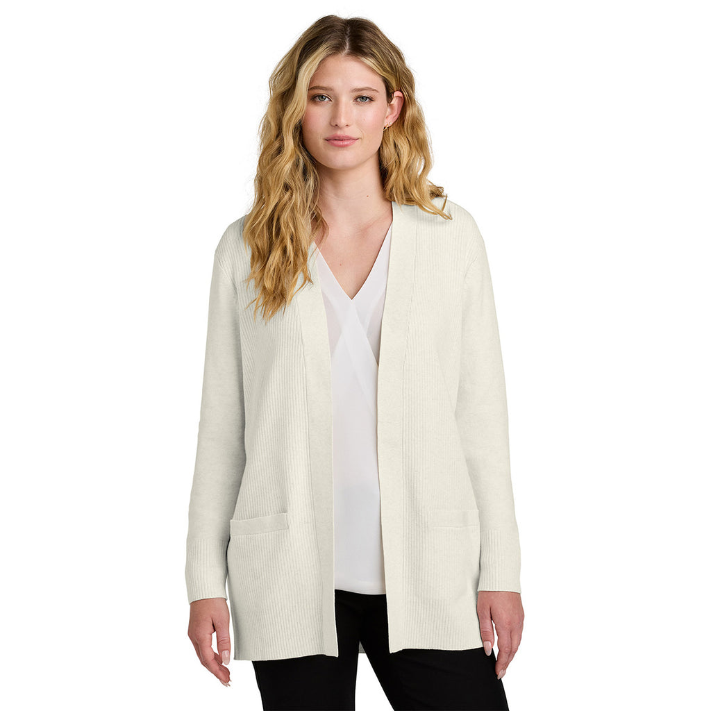 Port Authority Women's Oatmeal Heather Easy Care Open-Front Cardigan Sweater