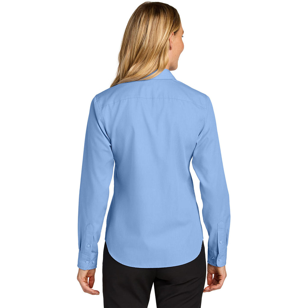 Port Authority Women's Swiss Blue Long Sleeve Nailhead Easy Care Shirt