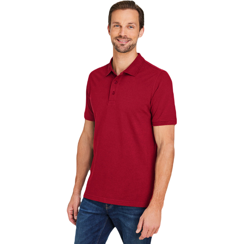 Harriton Men's Red Valiant Cotton Snag Protect Polo