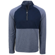 Cutter & Buck Men's Navy Blue Heather/Navy Blue Adapt Eco Knit Hybrid Recycled Quarter Zip