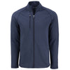 Cutter & Buck Men's Navy Blue Heather Peshastin Fleece Recycled Full Zip Jacket