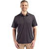 Cutter & Buck Men's Black Pike Eco Shadow Check Print Recycled Polo