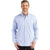 Cutter & Buck Men's Atlas/White Skyline Epic Confidence Recycled Gingham Long Sleeve Dress Shirt