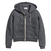 Marine Layer Women's Dark Heather Grey Corbet Quilted Full Zip Hoodie