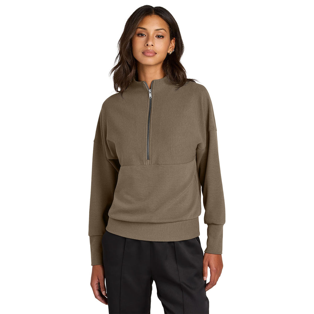 Mercer+Mettle Women's Warm Taupe Linear Texture 1/4-Zip