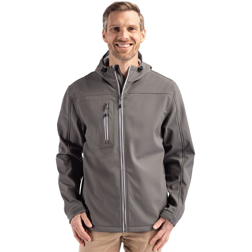 Clique Men's Pure Slate Telemark Eco Stretch Softshell Full Zip Hooded Jacket